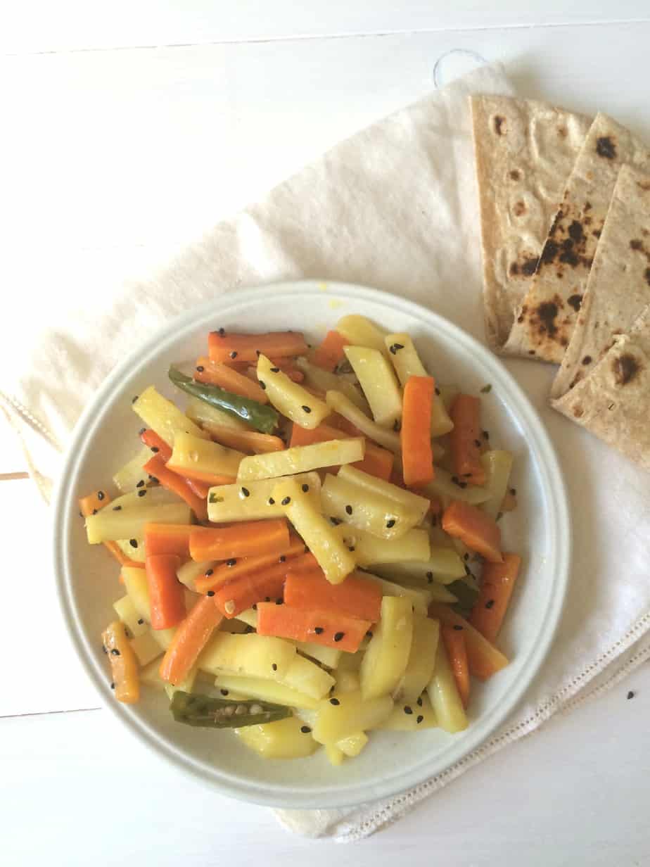 Aaloo Gajar ki Sabzi - Spicy Potatoes & Carrots
