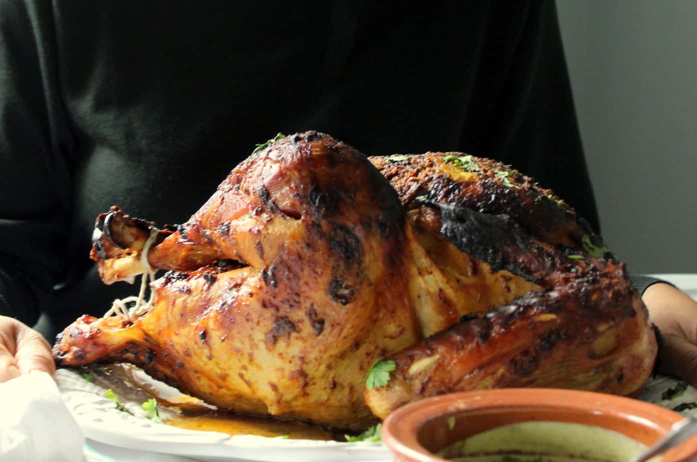 Desi Roast Turkey with Lahori Chargha Masala and Green Chutney