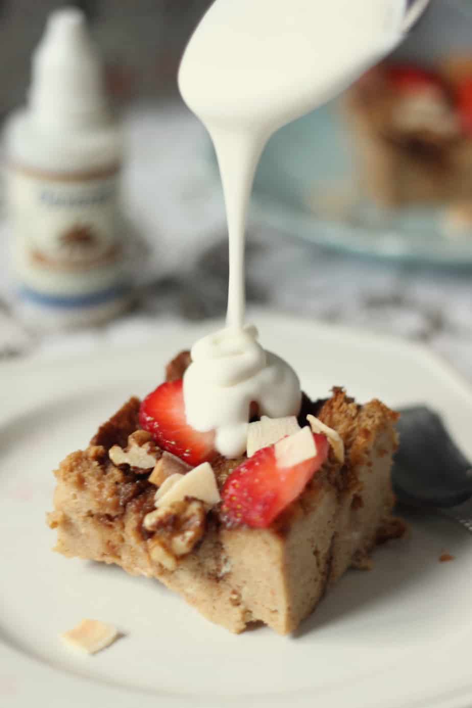 Easy Bread Pudding Flavoured With Liquid Stevia Flour Spice