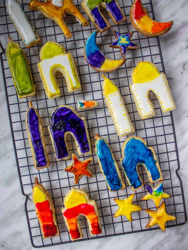 painted sugar cookies in an assortment of shapes