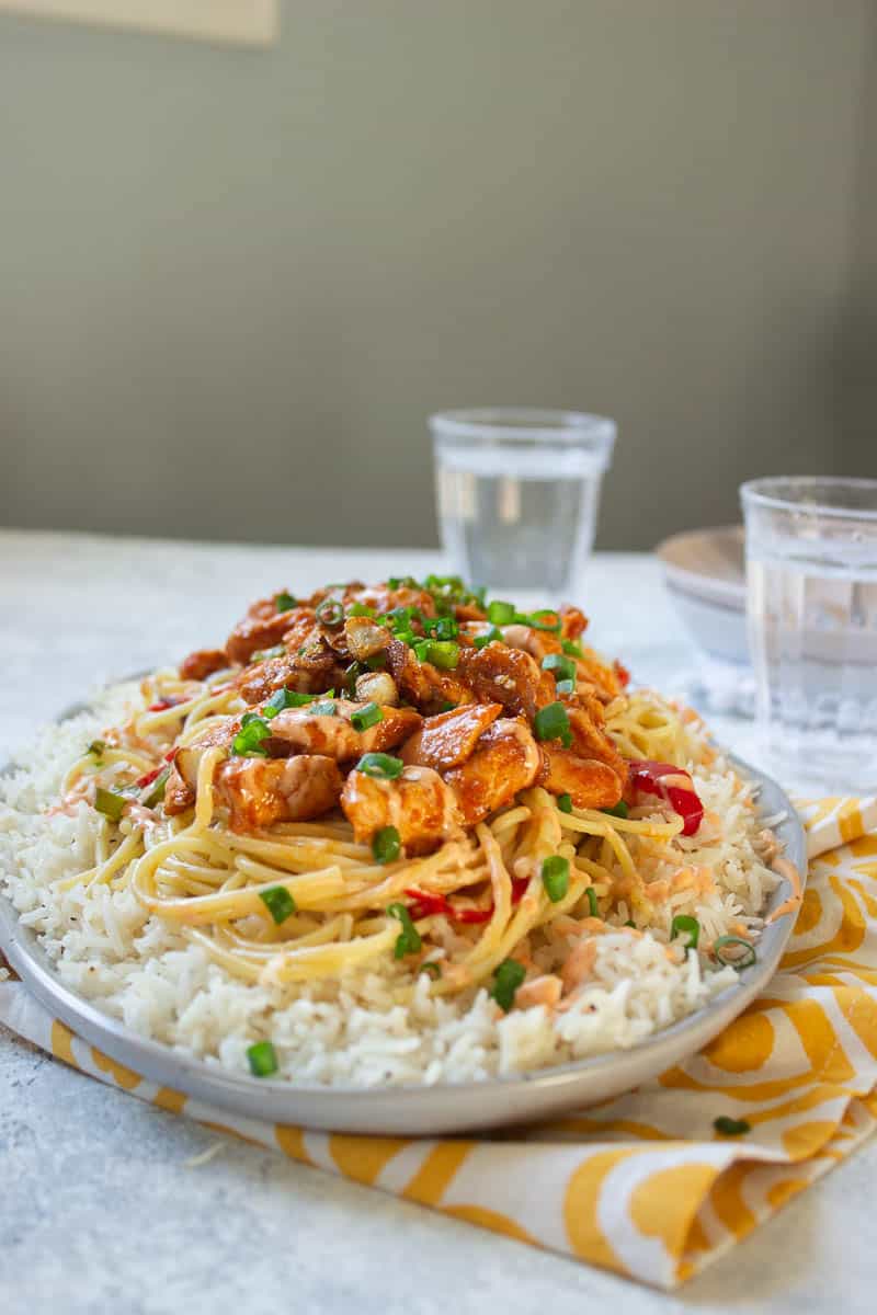 Singaporean Rice with Noodles and Chicken - Flour & Spice