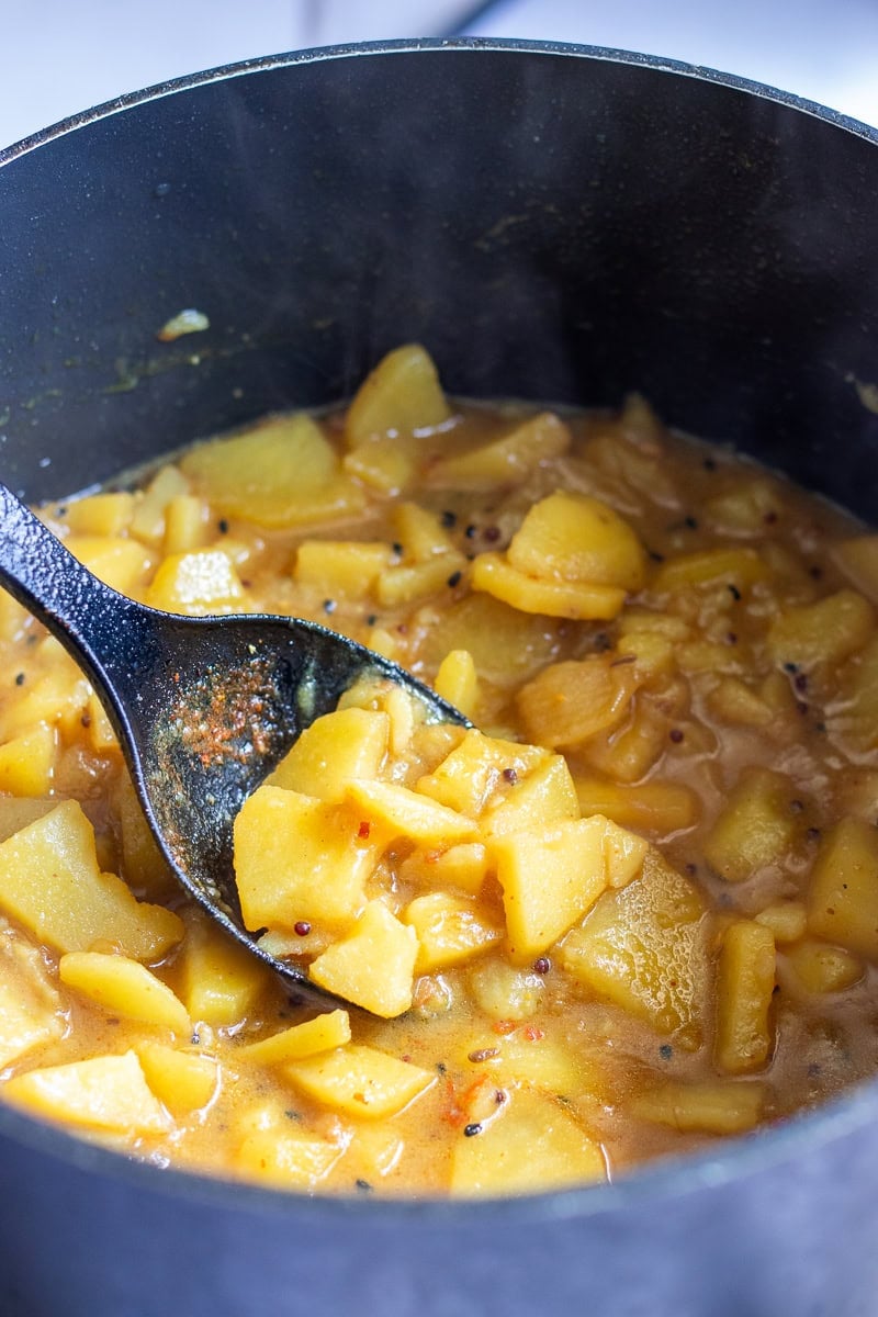 poori aloo in a pot