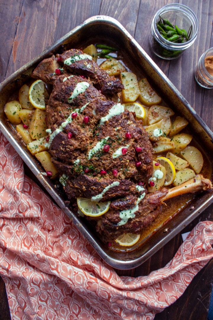 Mutton Raan Rice Mutton Raan Roast - EASY recipe - Flour & Spice