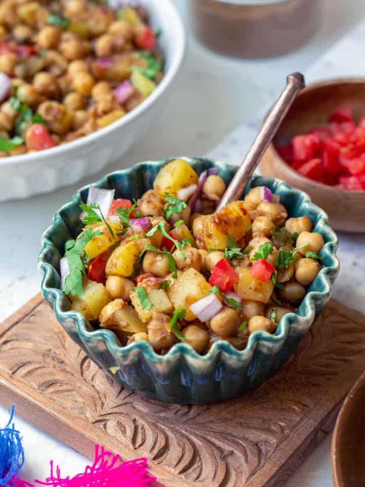 chana chaat in a bowl