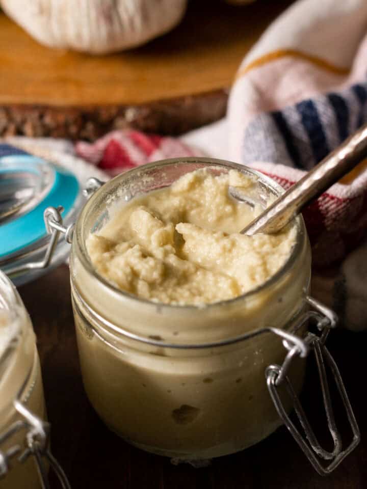 a jar of ginger paste open