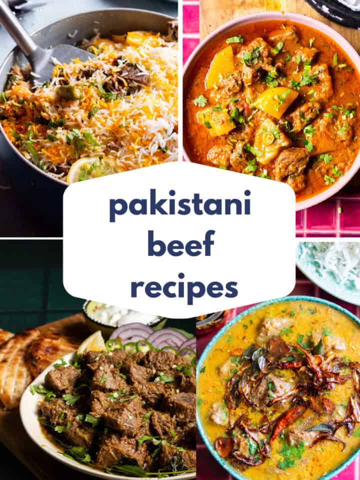 4 Classic Pakistani Beef Recipes in a collage