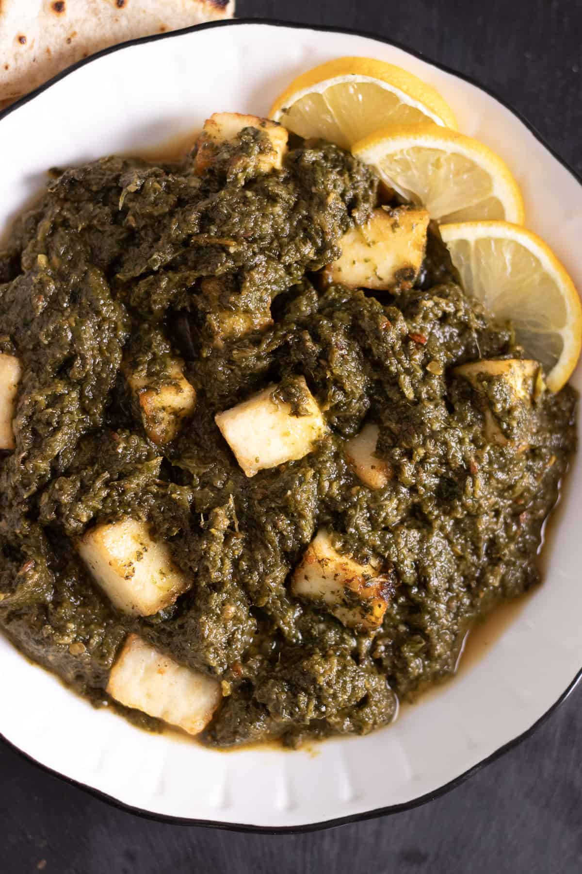 Pakistani Palak paneer on a plate 